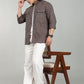 Men’s Dark Grey Utility Casual Shirt – Premium Full Sleeve Solid Shirt