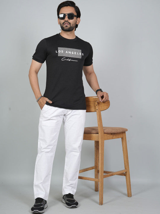 Men’s Black Los Angeles Printed Textured T-Shirt