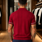 Men's Maroon Textured Knitted Polo T-Shirt