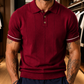 Men's Maroon Textured Knitted Polo T-Shirt
