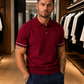 Men's Maroon Textured Knitted Polo T-Shirt