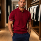 Men's Maroon Textured Knitted Polo T-Shirt