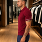 Men's Maroon Textured Knitted Polo T-Shirt