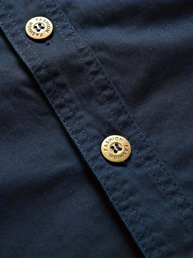 Men’s Cargo Jacket Shirt | 100% Cotton | 2 Pocket Utility Overshirt | Casual & Outdoor Wear | Breathable & Lightweight Fabric