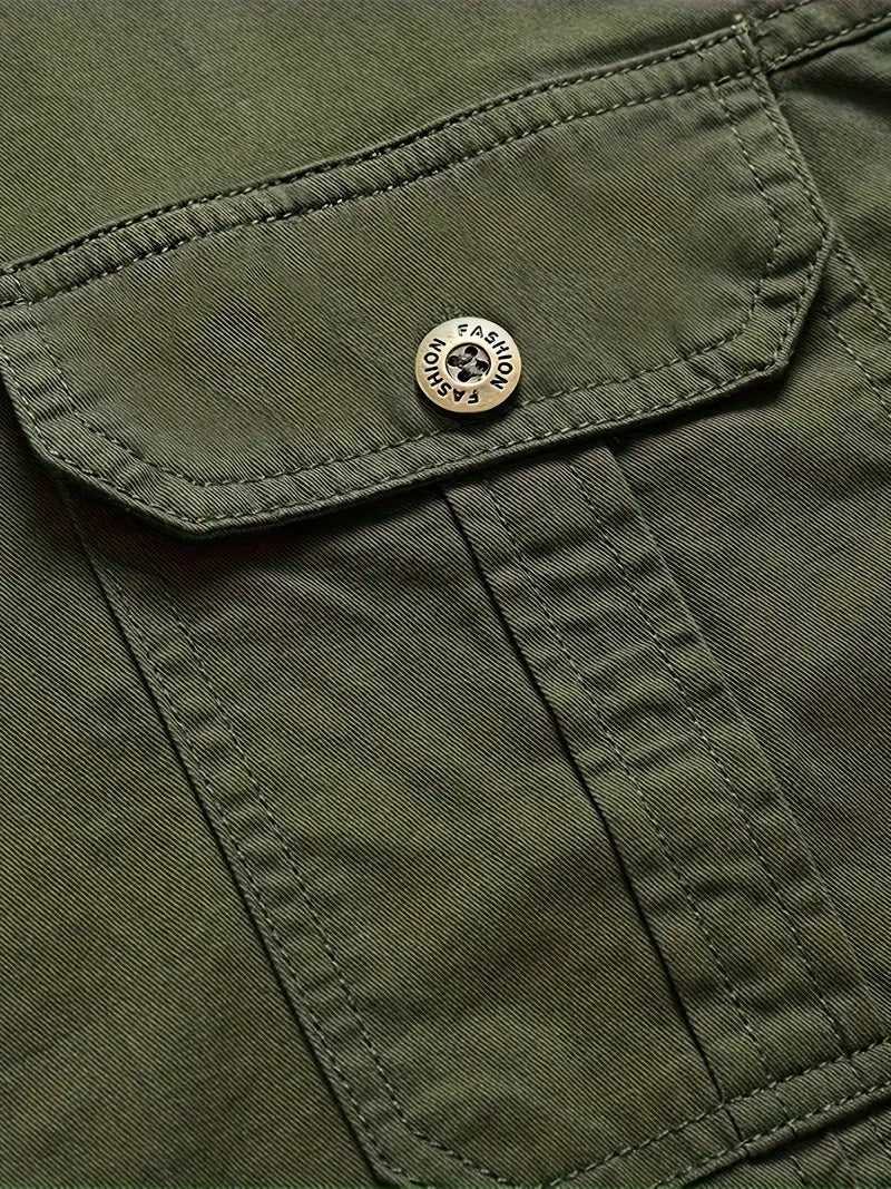 Men’s Cargo Jacket Shirt | 100% Cotton | 2 Pocket Utility Overshirt | Casual & Outdoor Wear | Breathable & Lightweight Fabric