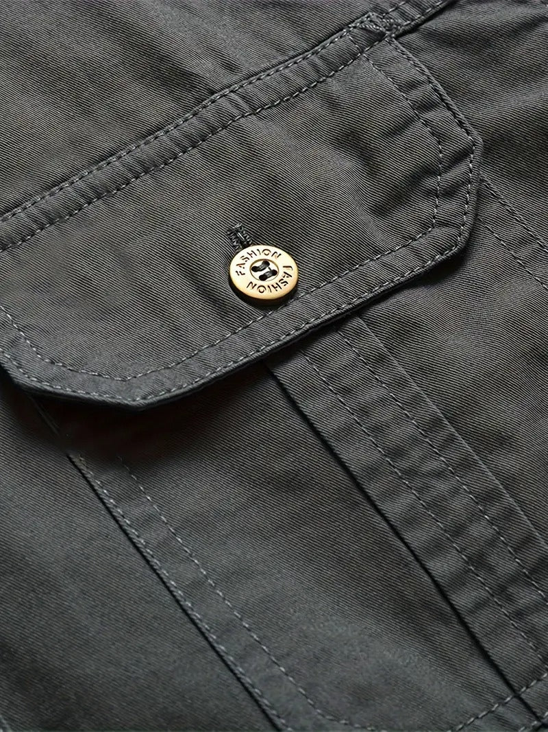 Men’s Cargo Jacket Shirt | 100% Cotton | 2 Pocket Utility Overshirt | Casual & Outdoor Wear | Breathable & Lightweight Fabric
