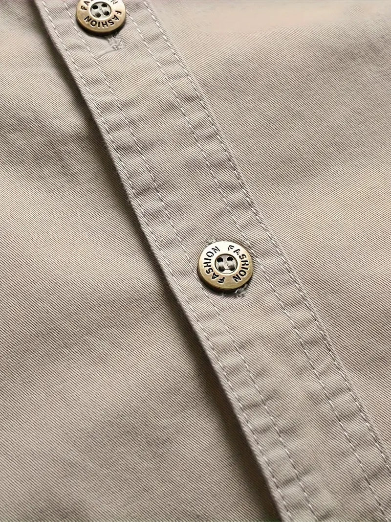 Men’s Cargo Jacket Shirt | 100% Cotton | 2 Pocket Utility Overshirt | Casual & Outdoor Wear | Breathable & Lightweight Fabric