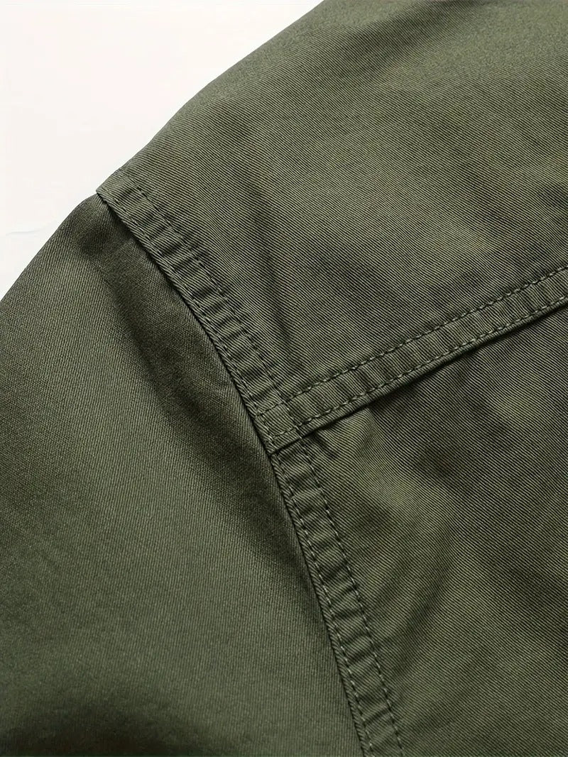 Men’s Cargo Jacket Shirt | 100% Cotton | 2 Pocket Utility Overshirt | Casual & Outdoor Wear | Breathable & Lightweight Fabric