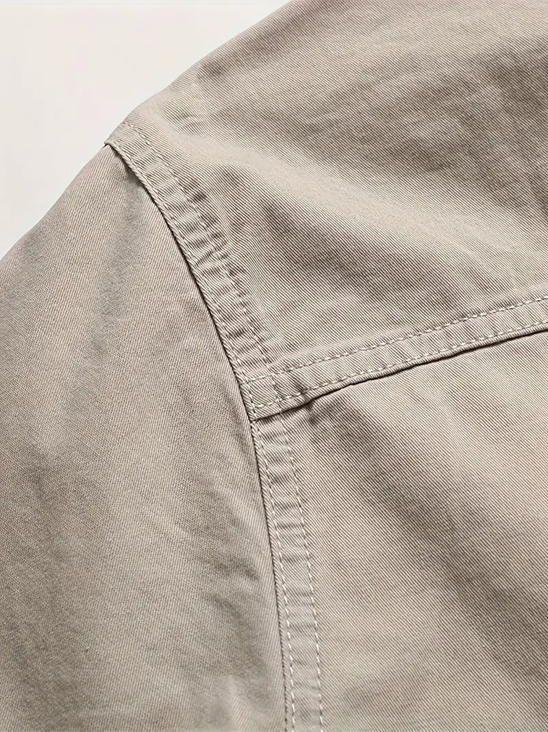 Men’s Cargo Jacket Shirt | 100% Cotton | 2 Pocket Utility Overshirt | Casual & Outdoor Wear | Breathable & Lightweight Fabric
