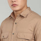 Men’s Khaki Utility Casual Shirt – Premium Full Sleeve Cotton Blend Shirt