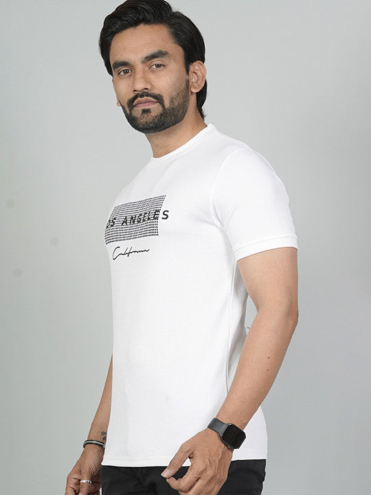 Men’s White Los Angeles Printed Textured T-Shirt