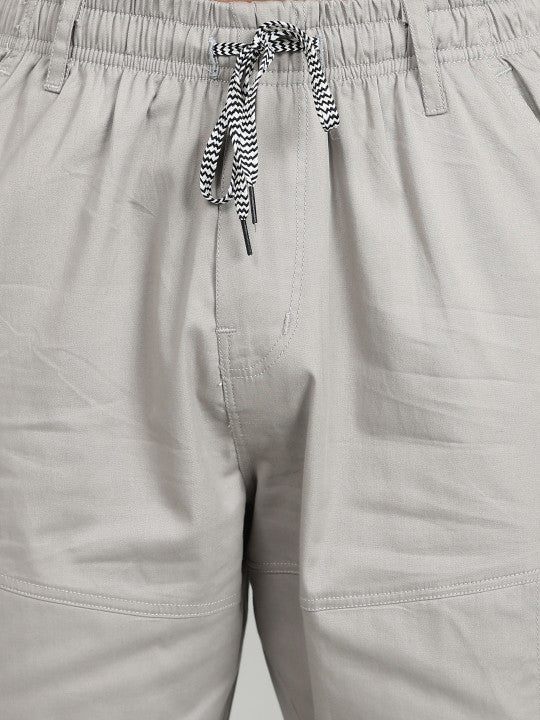 Men’s Light Grey Utility Capri Shorts – Relaxed Fit Casual Below Knee Shorts