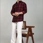 Men’s Maroon Black Checked Casual Shirt – Premium Full Sleeve Check Shirt