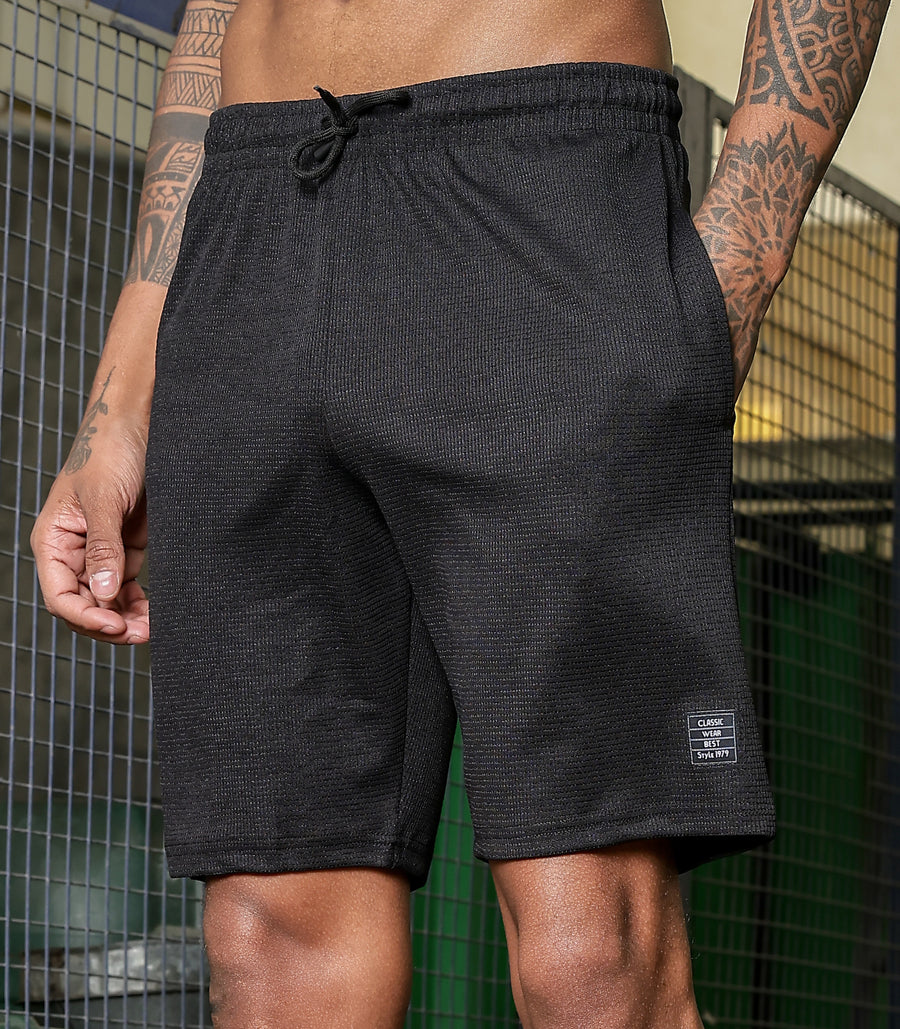 Men's Casual Slim Fit Shorts[BLACK] | Stylish Above Knee Shorts with Elastic Waist | Summer Wear for Gym, Lounge, Travel & Outdoor