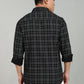 Men’s Elegant Black Checked Casual Shirt – Premium Plaid Full Sleeve Shirt