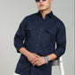 Navy Blue Utility Casual Shirt for Men | Premium Full Sleeve Shirt