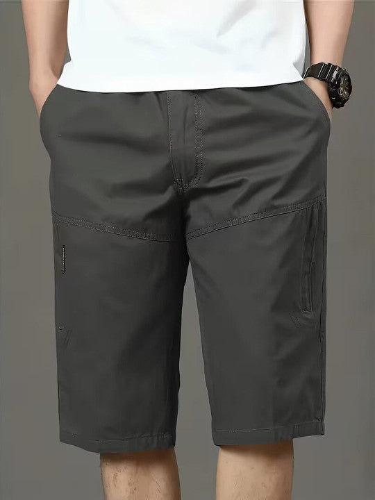 Men’s Charcoal Grey Utility Capri Shorts – Relaxed Fit Casual Below Knee Shorts