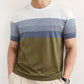 Men's Green Color Block Knitted T-Shirt