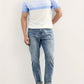 Men's Sky Blue Striped Knitted T-Shirt