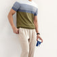 Men's Green Color Block Knitted T-Shirt