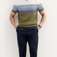 Men's Green Color Block Knitted T-Shirt