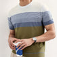 Men's Green Color Block Knitted T-Shirt