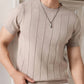 Men's Beige Textured Knitted T-Shirt