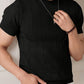 Men's Black Textured Knitted T-Shirt