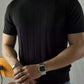 Men's Black Textured Knitted T-Shirt