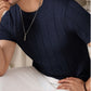 Men's Navy Blue Textured Knitted T-Shirt