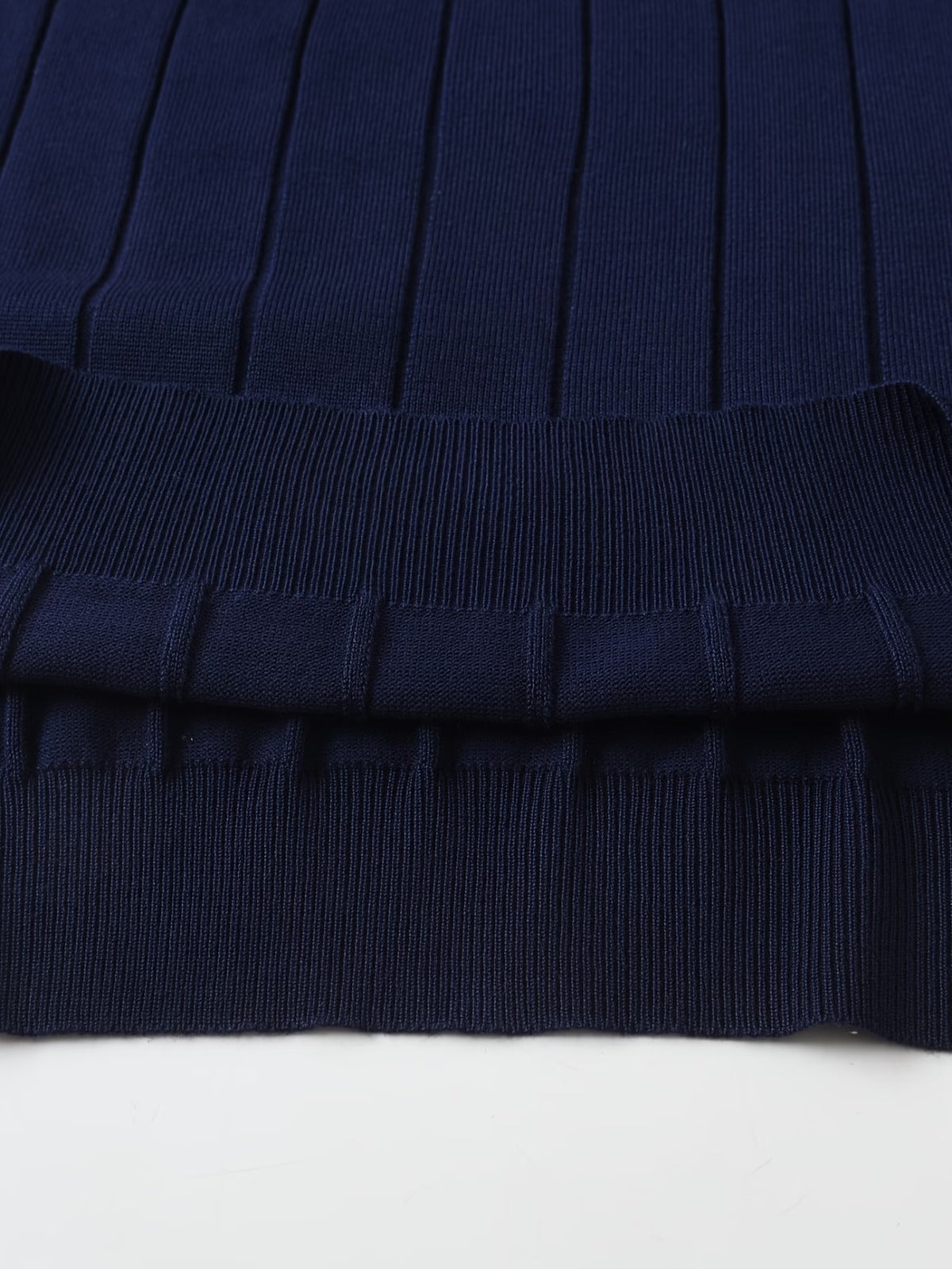 Men's Navy Blue Textured Knitted T-Shirt