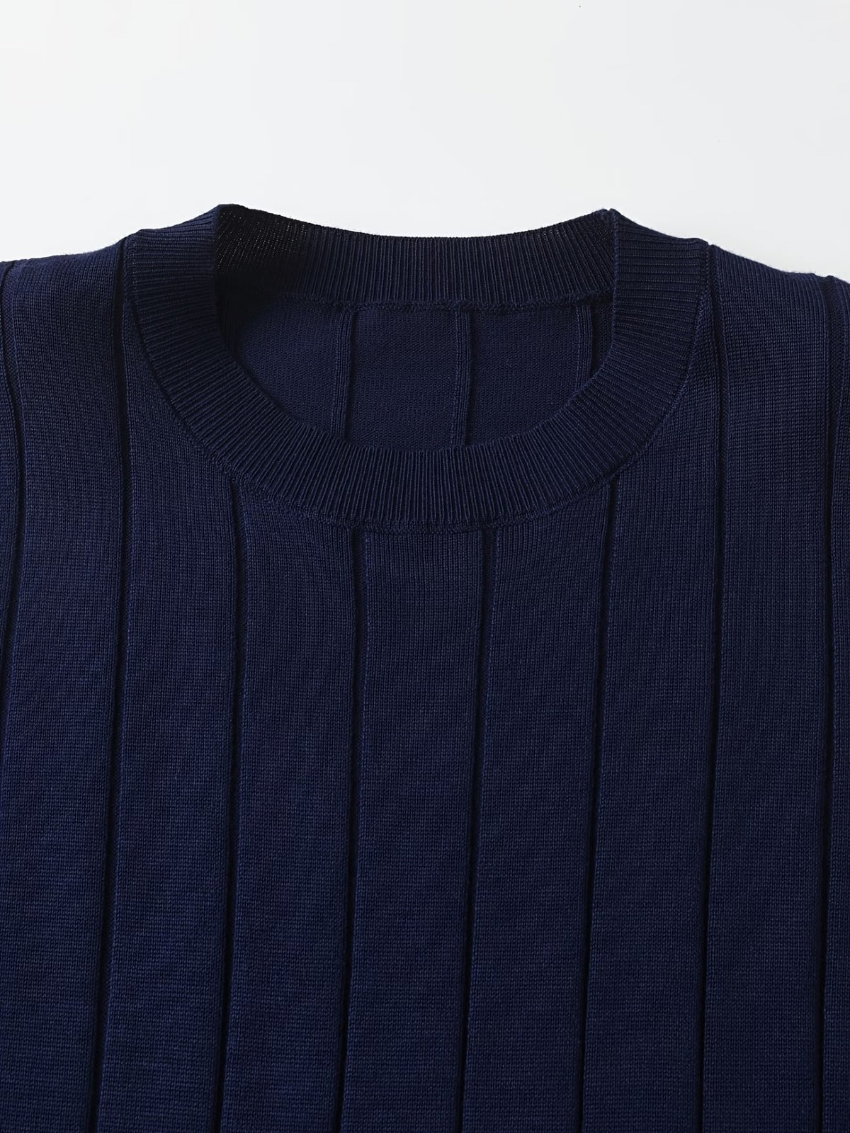 Men's Navy Blue Textured Knitted T-Shirt