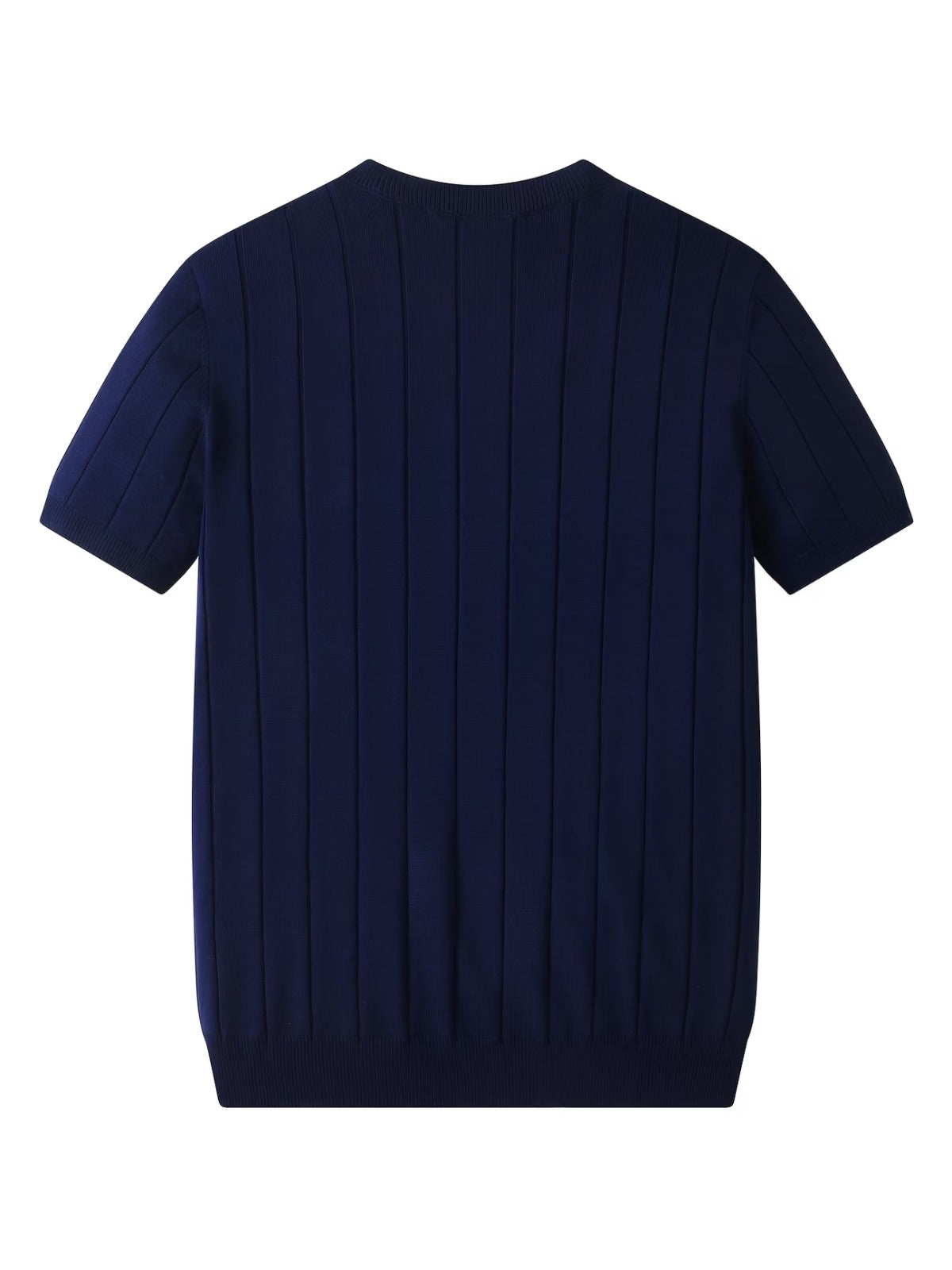 Men's Navy Blue Textured Knitted T-Shirt