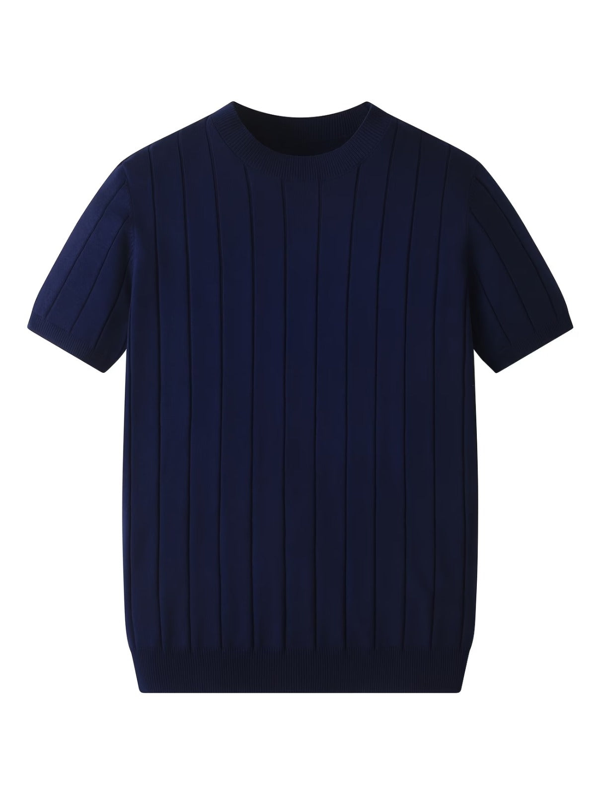 Men's Navy Blue Textured Knitted T-Shirt
