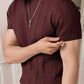 Men's Brown Textured Knitted T-Shirt