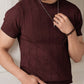 Men's Brown Textured Knitted T-Shirt