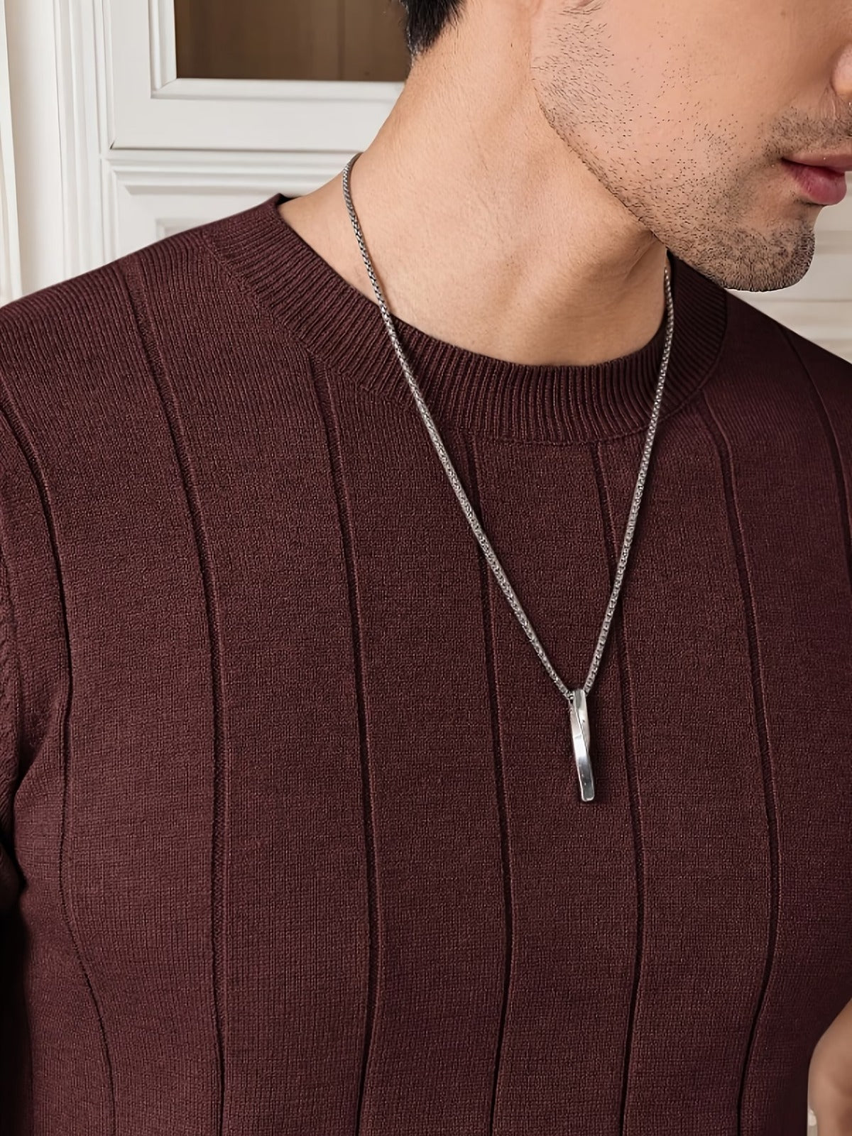 Men's Brown Textured Knitted T-Shirt