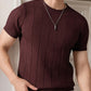 Men's Brown Textured Knitted T-Shirt