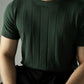 Men's Forest Green Textured Knitted T-Shirt