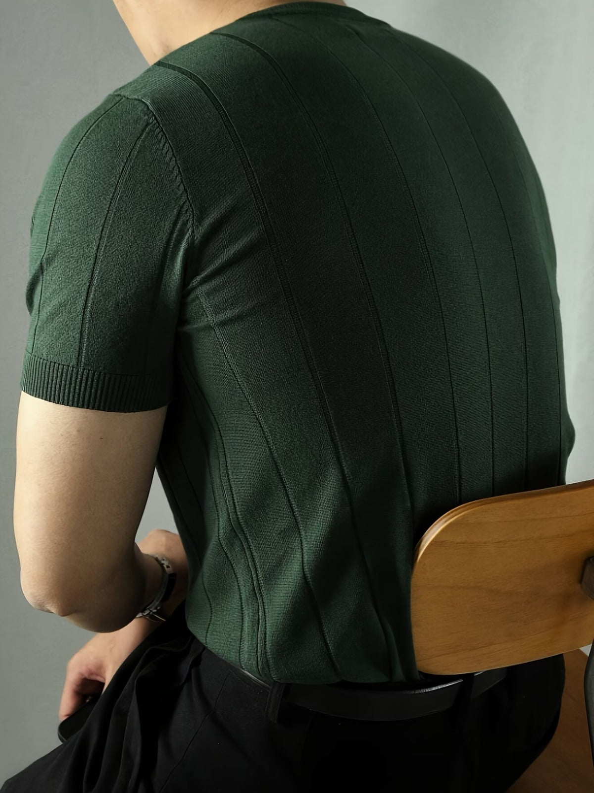 Men's Forest Green Textured Knitted T-Shirt