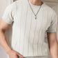 Men's White Textured Knitted T-Shirt