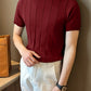 Men's Maroon Textured Knitted T-Shirt