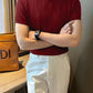 Men's Maroon Textured Knitted T-Shirt
