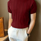 Men's Maroon Textured Knitted T-Shirt