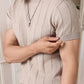 Men's Beige Textured Knitted T-Shirt