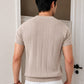 Men's Beige Textured Knitted T-Shirt