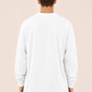 Men's White Printed Oversized Full Sleeve T-Shirt
