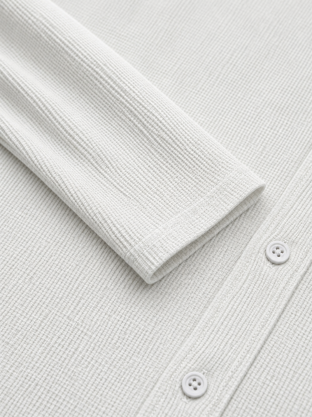Men’s Textured Henley Full Sleeve White T-Shirt