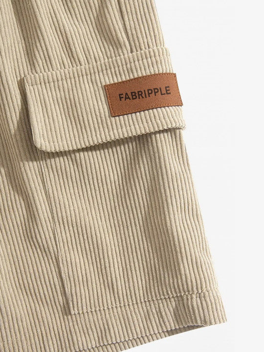 Men’s Beige Corduroy Cargo Shorts – Premium Relaxed Fit Casual Shorts