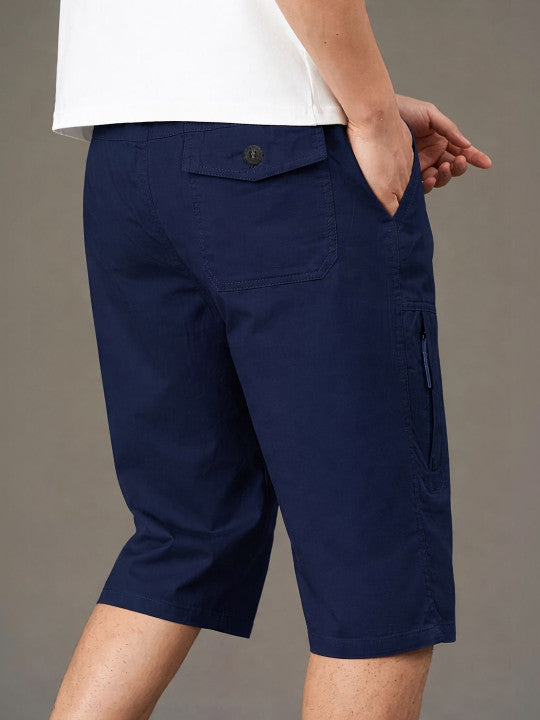 Men’s Royal Blue Utility Capri Shorts – Relaxed Fit Casual Below Knee Shorts